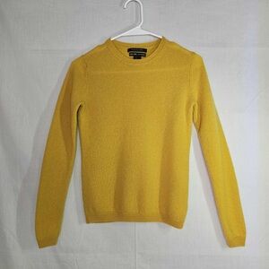 Tahari Pure Luxe XS Cashmere Sweater Top Gold Yellow Pullover Knitwear